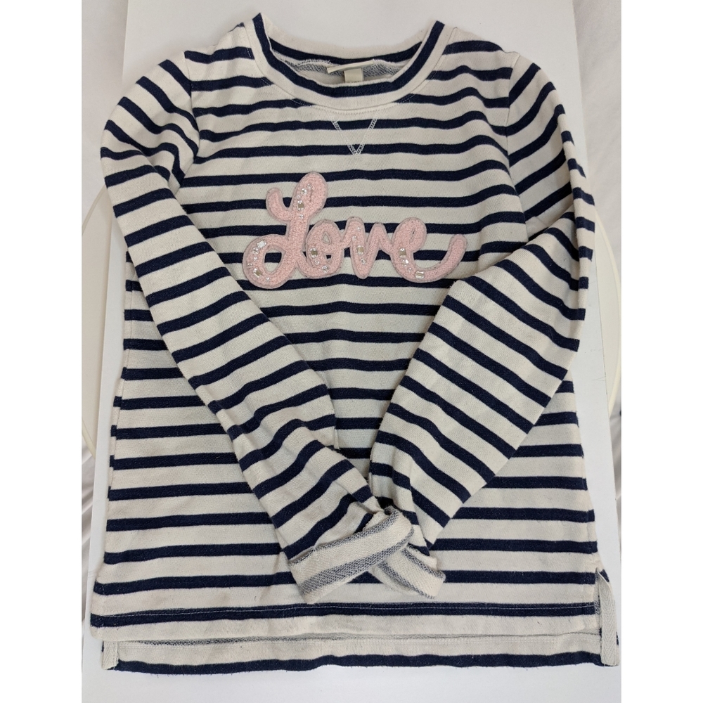 CHEROKEE "Love" Navy Blue and White Girls Sweater